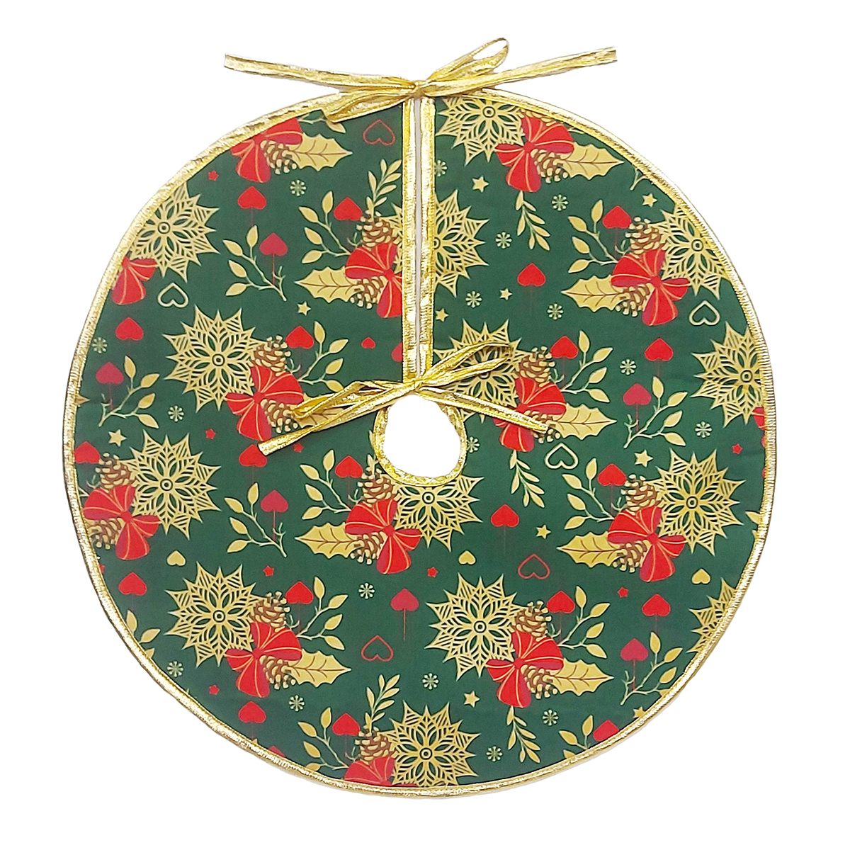 Saia Doce Natal Estampada Pinha Natalina Verde